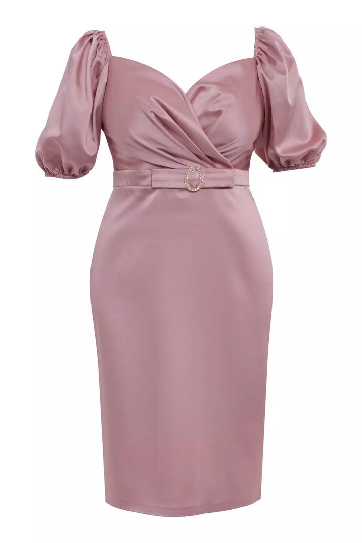 FRV Blush plus size satin short sleeve midi dress - Fredericksburg