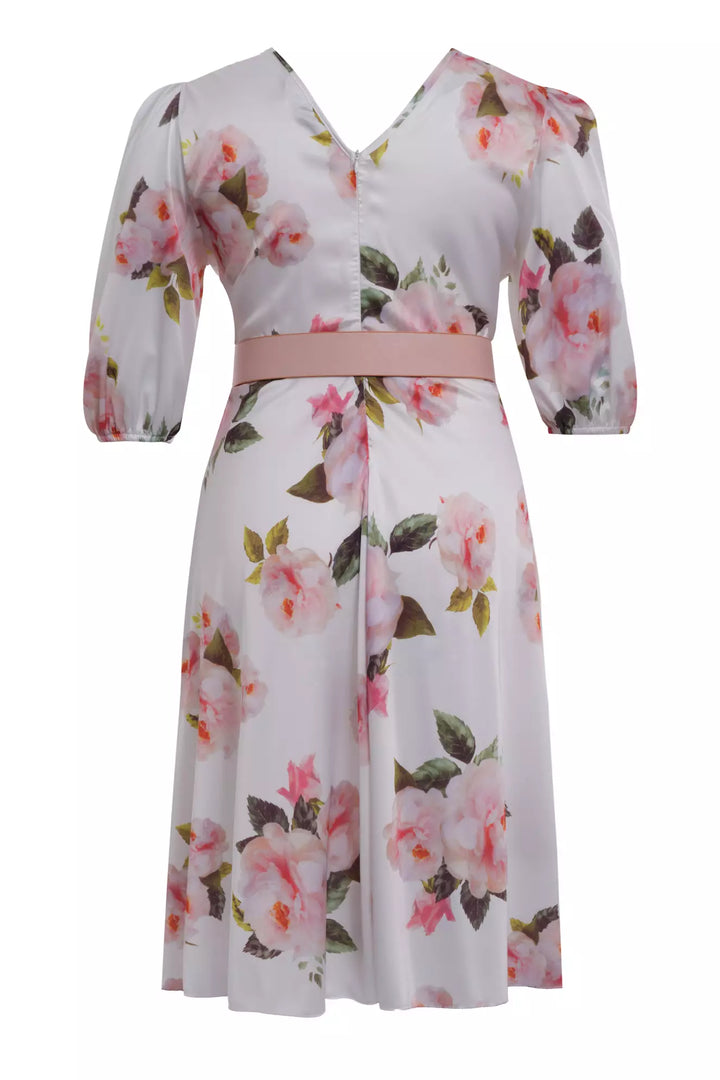 FRV Printed plus size satin short sleeve midi dress - Colima