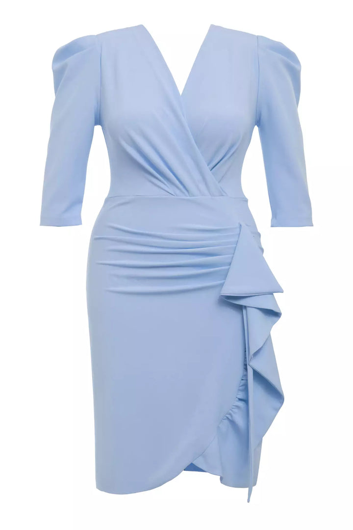 FRV Blue plus size crepe short sleeve mini dress - Irvine