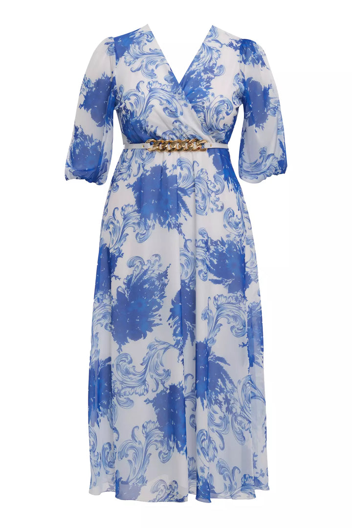 FRV Printed plus size chiffon 3/4 sleeve midi dress - Figueira da Foz