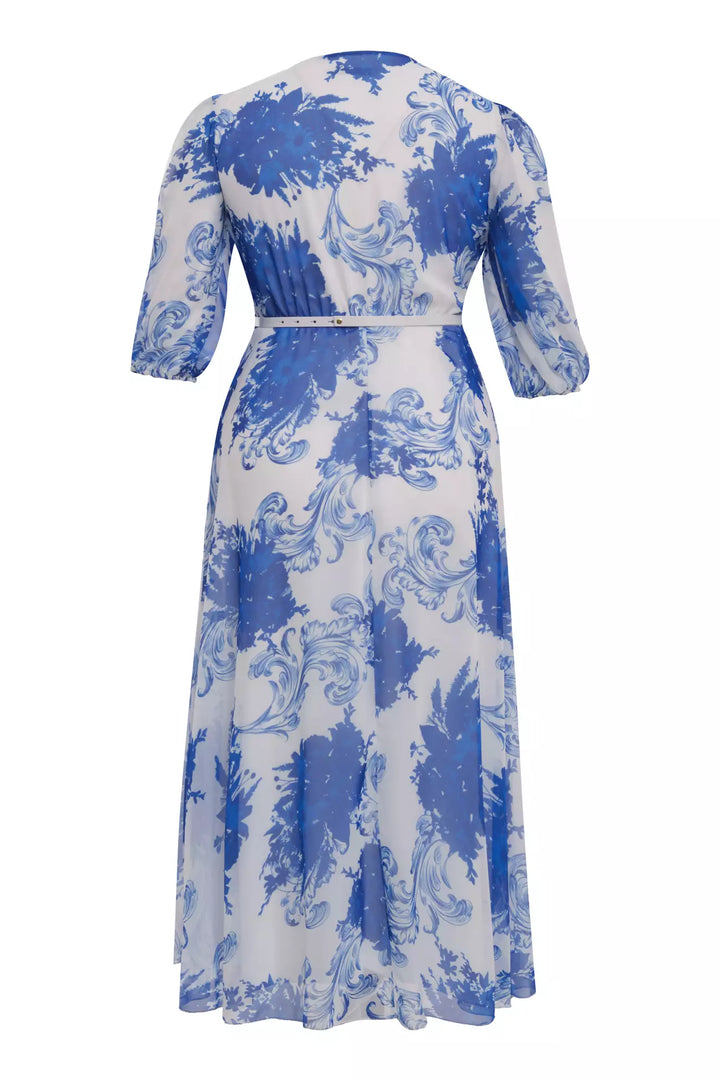 FRV Printed plus size chiffon 3/4 sleeve midi dress - Figueira da Foz