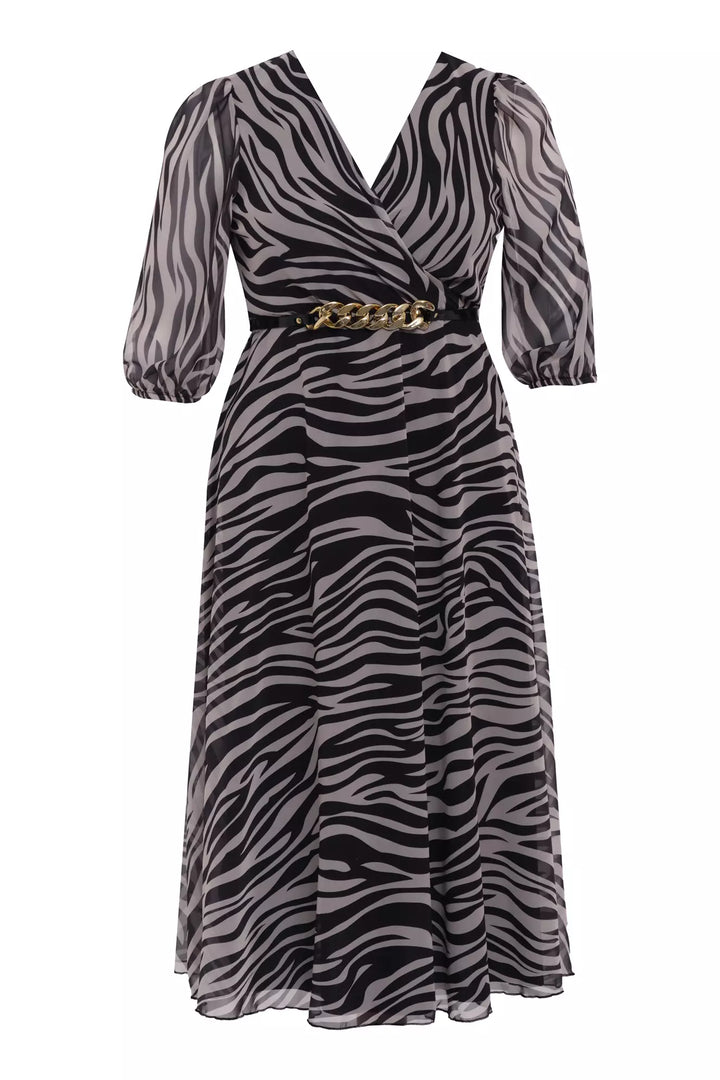 FRV Printed plus size chiffon 3/4 sleeve midi dress - Orsha
