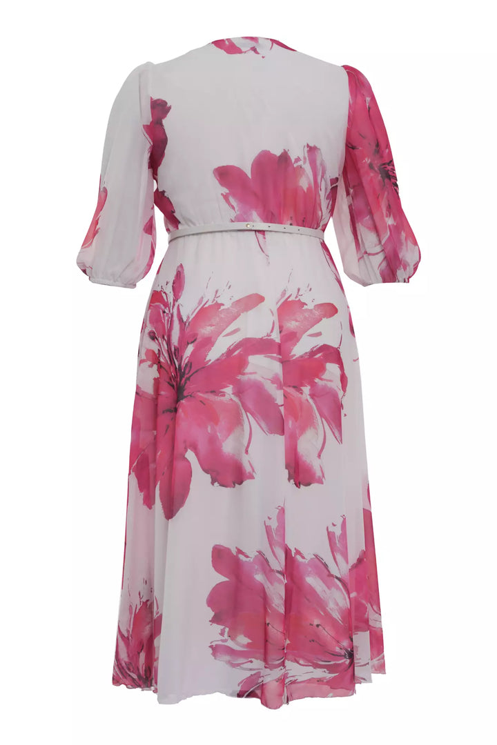 FRV Printed plus size chiffon 3/4 sleeve midi dress - Durham