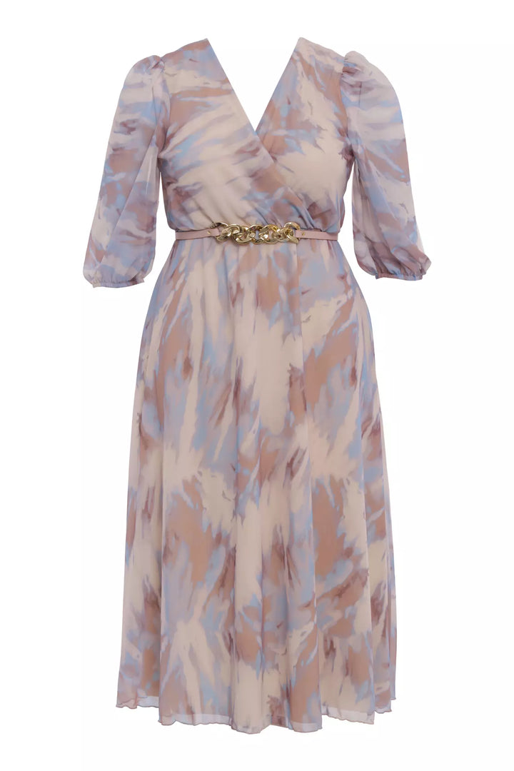 FRV Printed plus size chiffon 3/4 sleeve midi dress - Coachella
