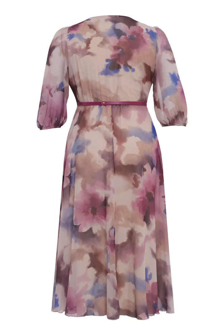 FRV Printed plus size chiffon 3/4 sleeve midi dress - Vancouver