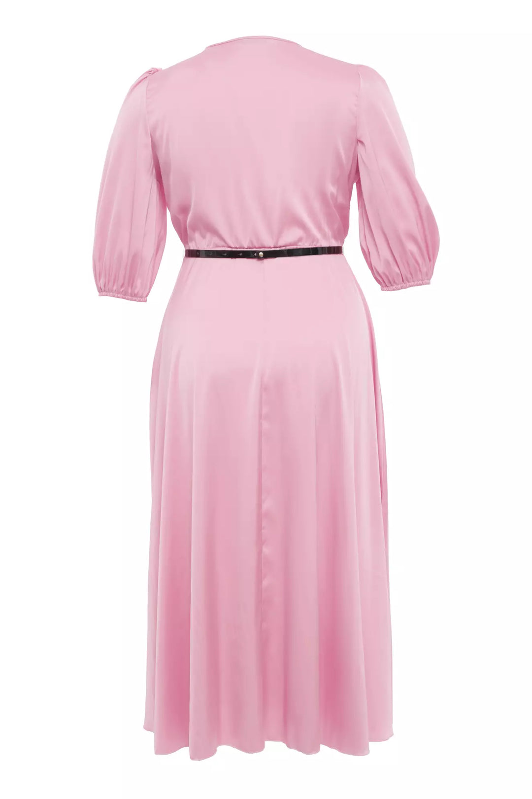 FRV Pink plus size satin short sleeve midi dress - Poole