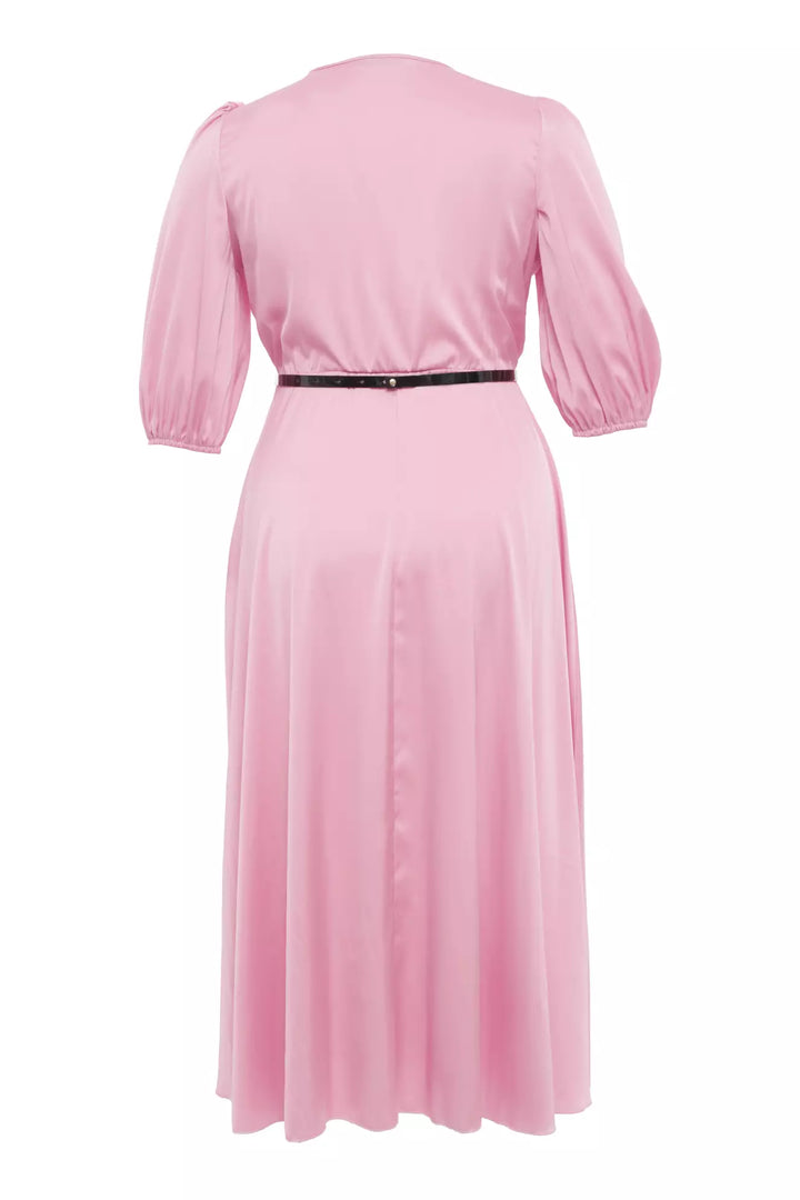 FRV Pink plus size satin short sleeve midi dress - Poole