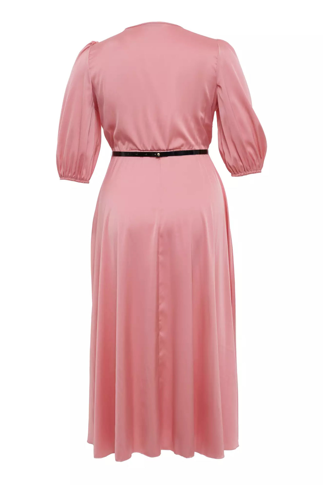 FRV Light pink plus size satin short sleeve midi dress - Tepatitlán de Morelos