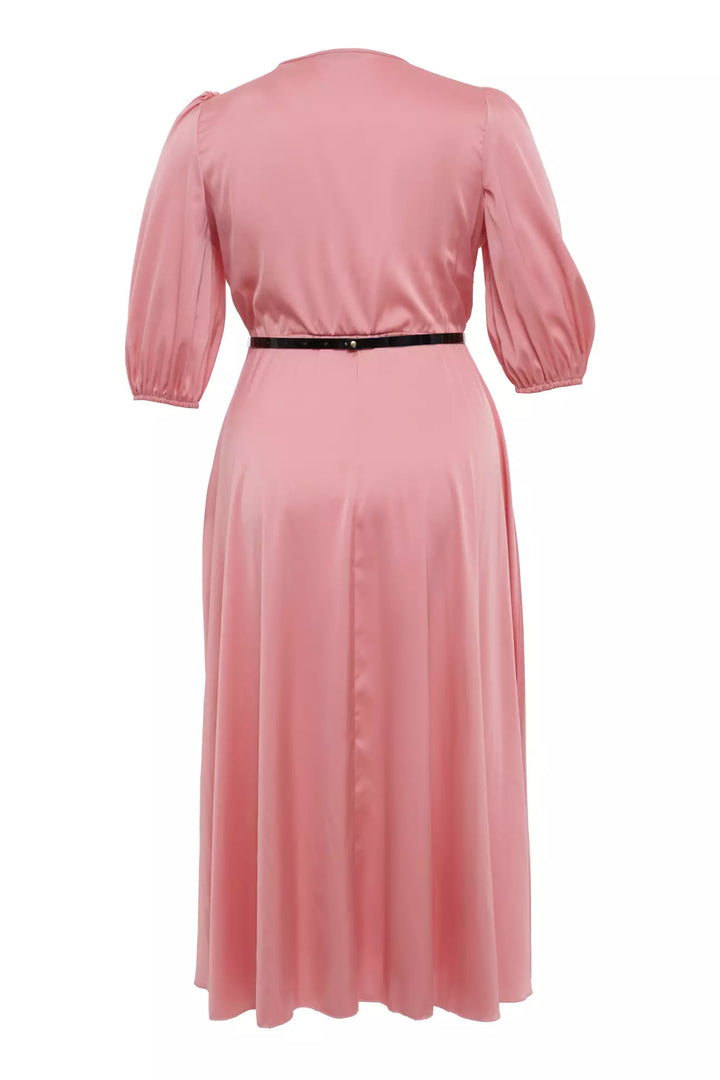 FRV Light pink plus size satin short sleeve midi dress - Tepatitlán de Morelos