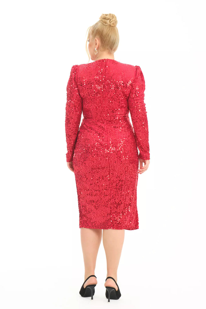 FRV Maroon plus size sandy long sleeve midi dress - Worcester
