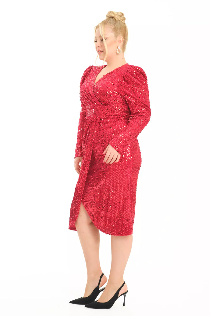 FRV Maroon plus size sandy long sleeve midi dress - Worcester