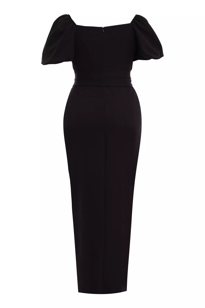 FRV Black plus size crepe short sleeve maxi dress - Dundee