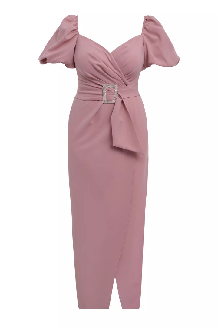 FRV Blush plus size crepe short sleeve maxi dress - Caerphilly