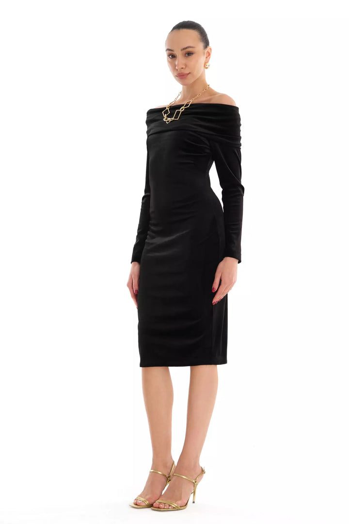 FRV Black velvet long sleeve mini dress - Altrincham