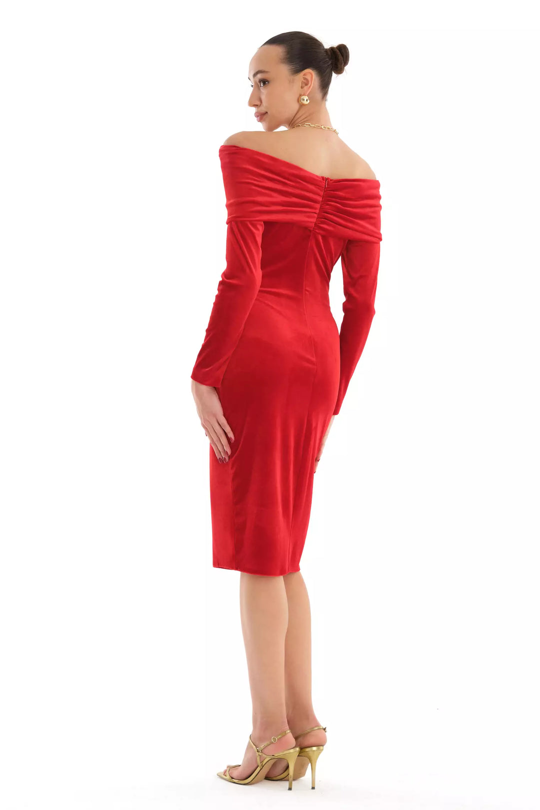 FRV Red velvet long sleeve mini dress - Würzburg