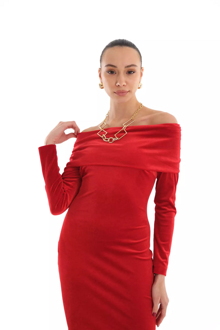 FRV Red velvet long sleeve mini dress - Würzburg