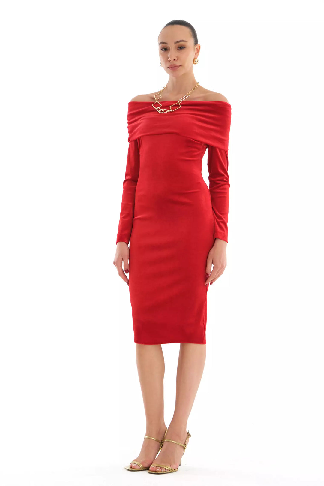 FRV Red velvet long sleeve mini dress - Würzburg