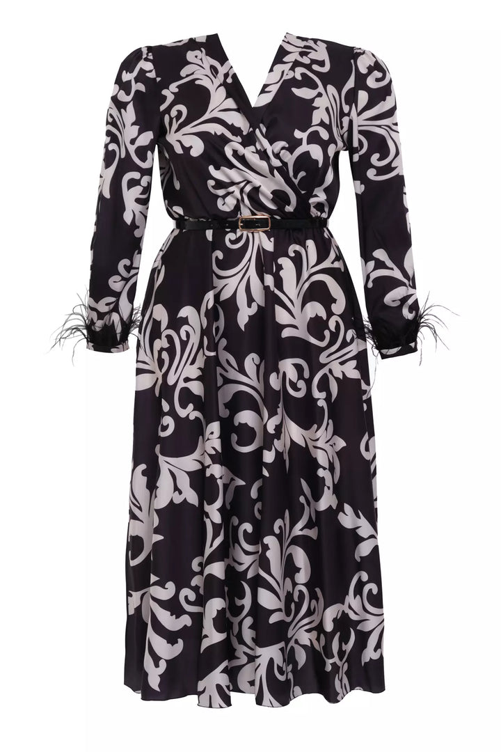 FRV Printed plus size satin long sleeve midi dress - Carini