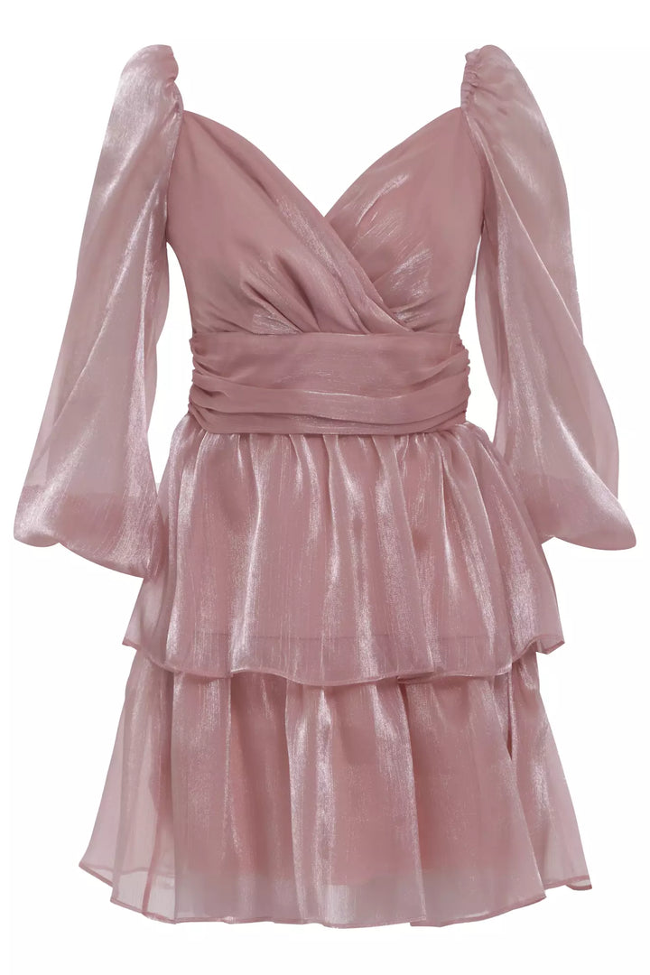 FRV Blush tulle long sleeve mini dress - Birkenhead