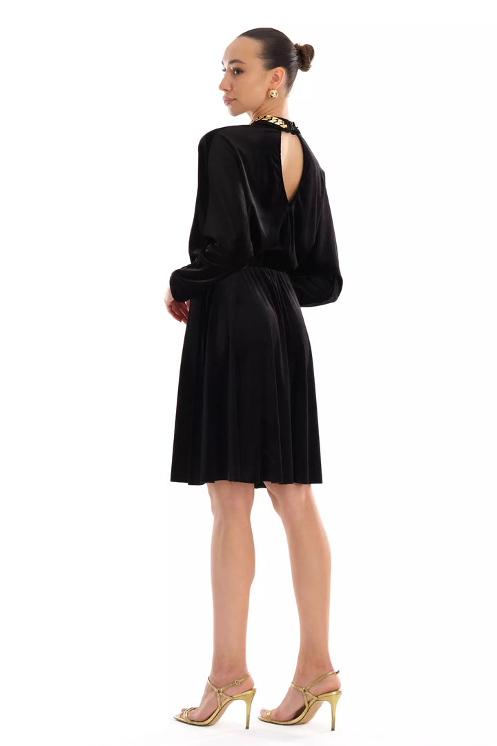 FRV Black velvet long sleeve mini dress - Apeldoorn