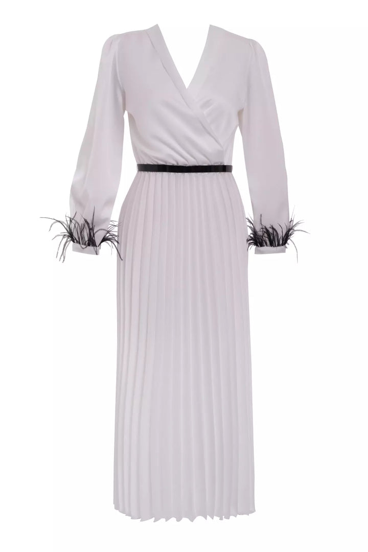 FRV White satin long sleeve midi dress - Winston-Salem