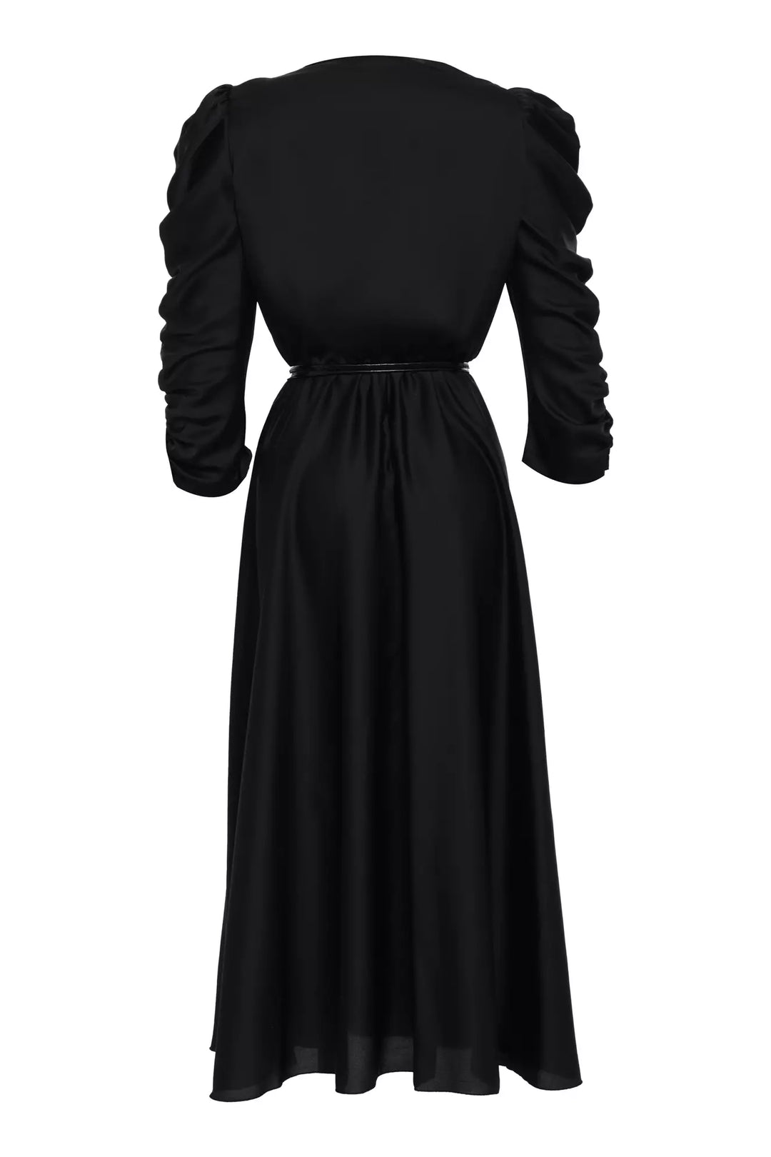 FRV Black satin long sleeve midi dress - Santiago Juxtlahuaca