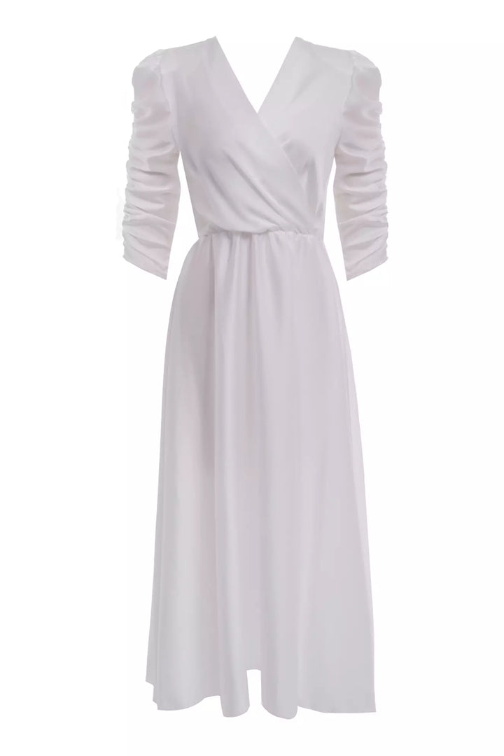 FRV White satin long sleeve midi dress - Ramos Arizpe