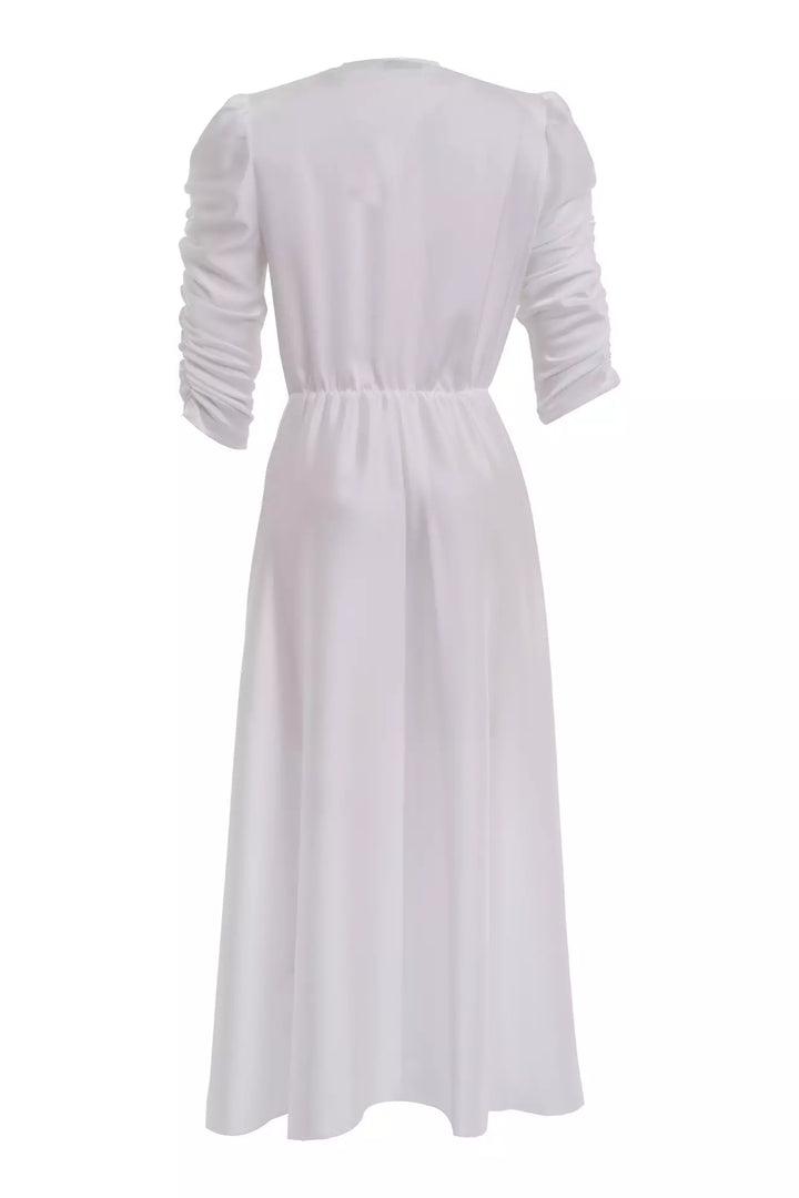 FRV White satin long sleeve midi dress - Ramos Arizpe