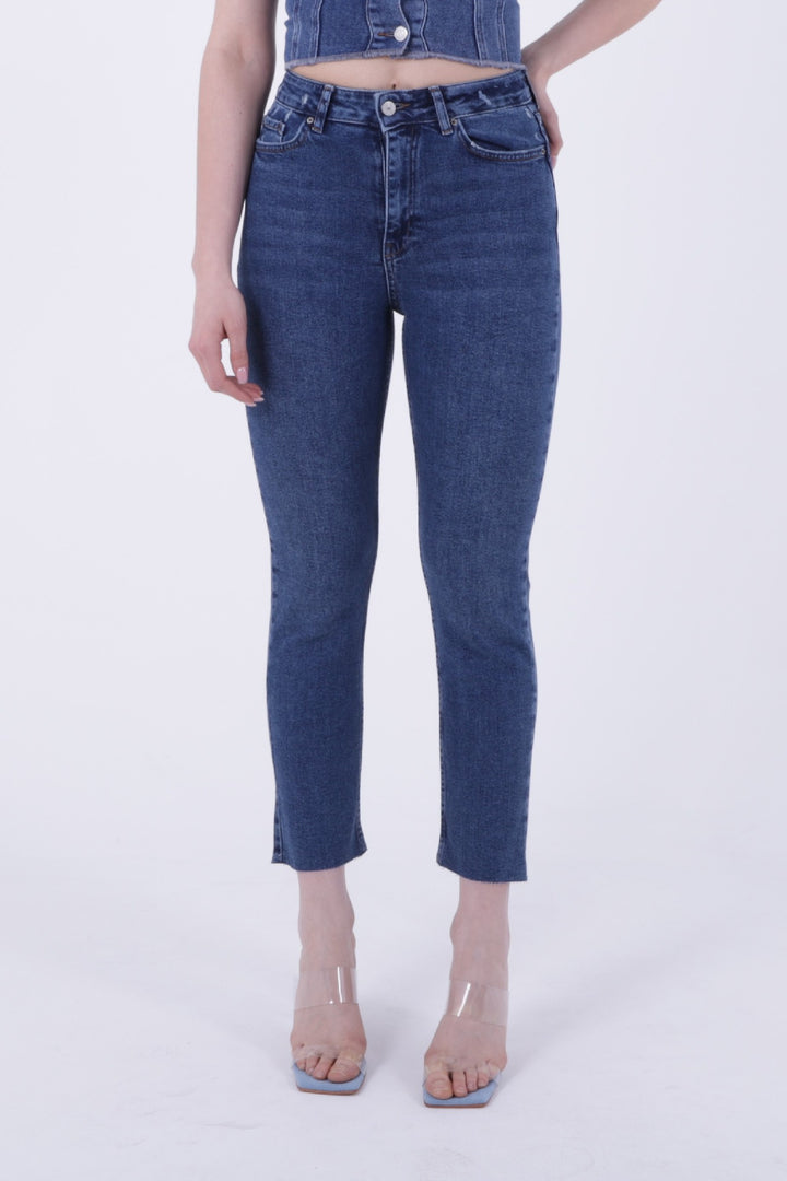 XLJ Fringe Ending High Waisted Mom Fit Jean Mixed - Tempe