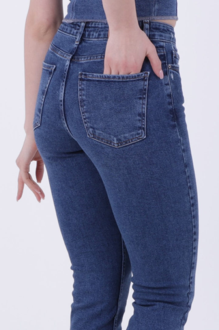 XLJ Fringe Ending High Waisted Mom Fit Jean Mixed - Tempe