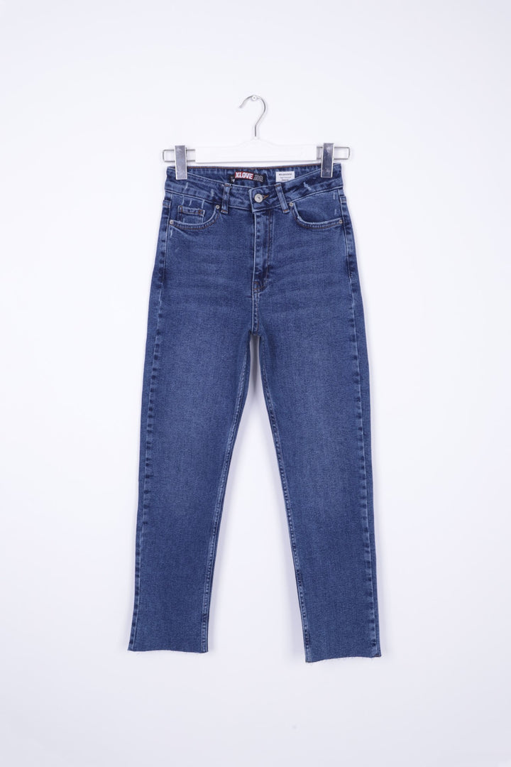 XLJ Fringe Ending High Waisted Mom Fit Jean Mixed - Tempe