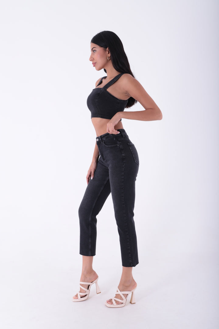 XLJ Fringe Ending High Waisted Mom Fit Jean Mixed - Kettering