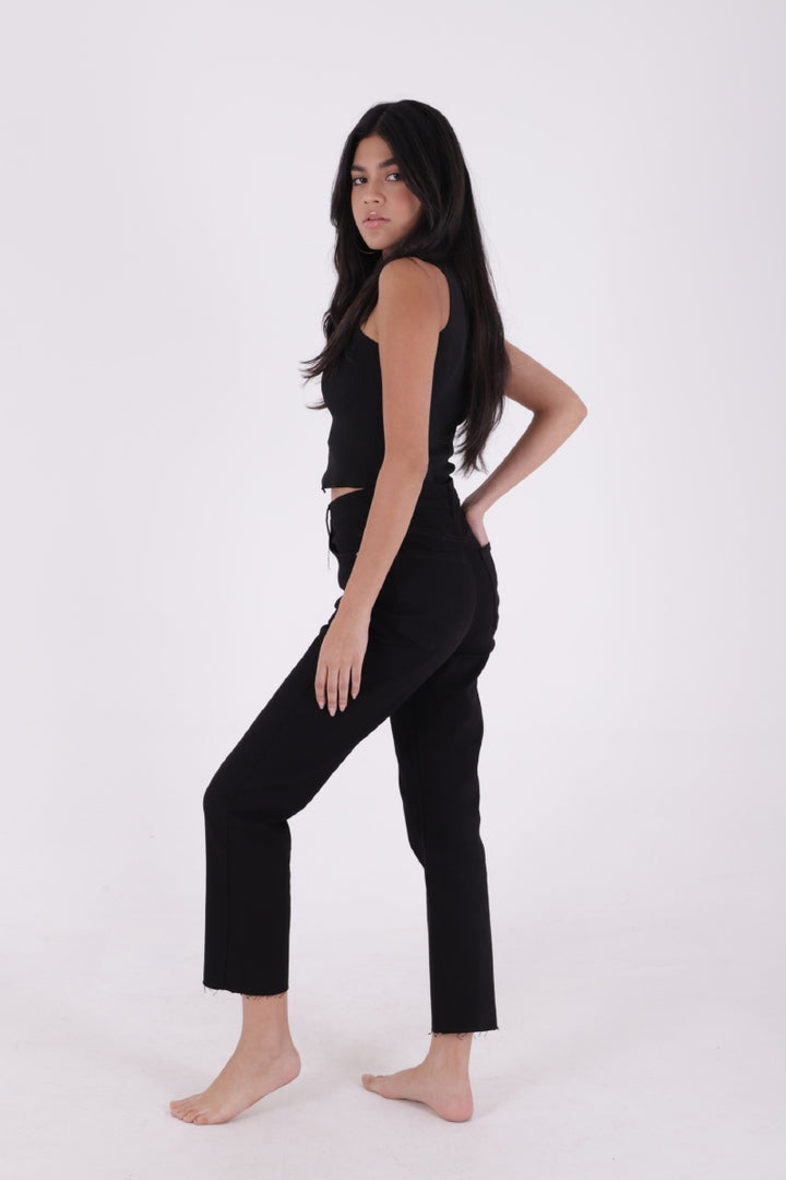 XLJ Fringe Ending High Waisted Mom Fit Jean Mixed - Colonie