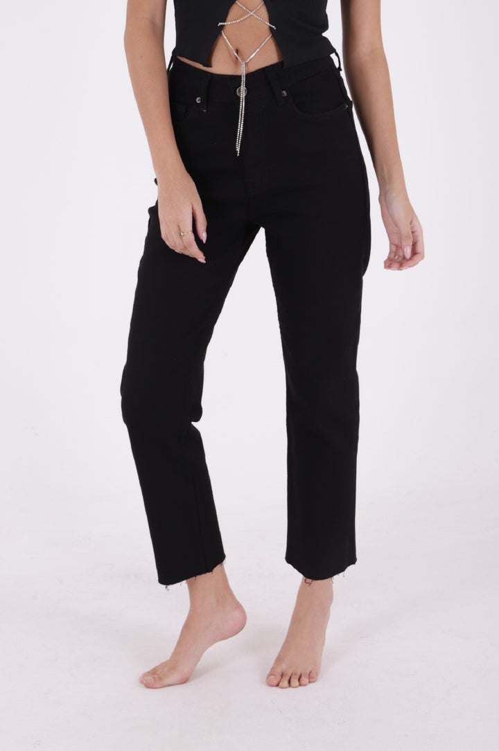 XLJ Fringe Ending High Waisted Mom Fit Jean Mixed - Colonie