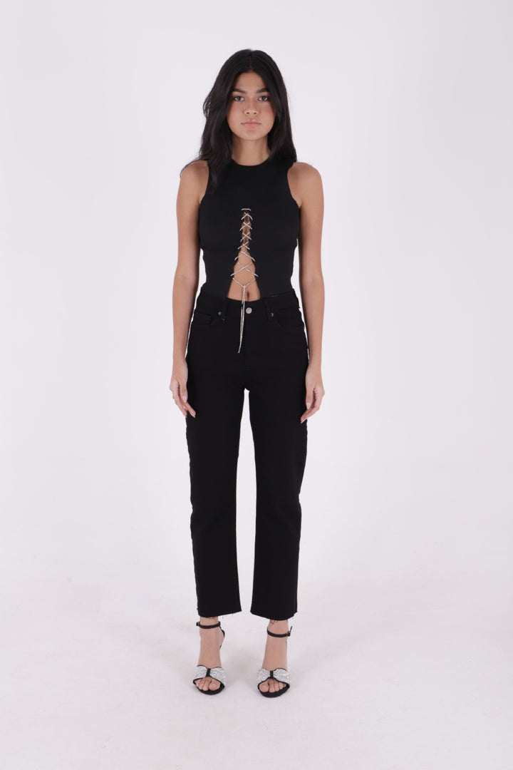 XLJ Fringe Ending High Waisted Mom Fit Jean Mixed - Colonie