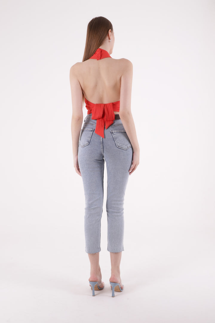 XLJ Fringe Ending High Waisted Mom Fit Jean Mixed - Guiseley