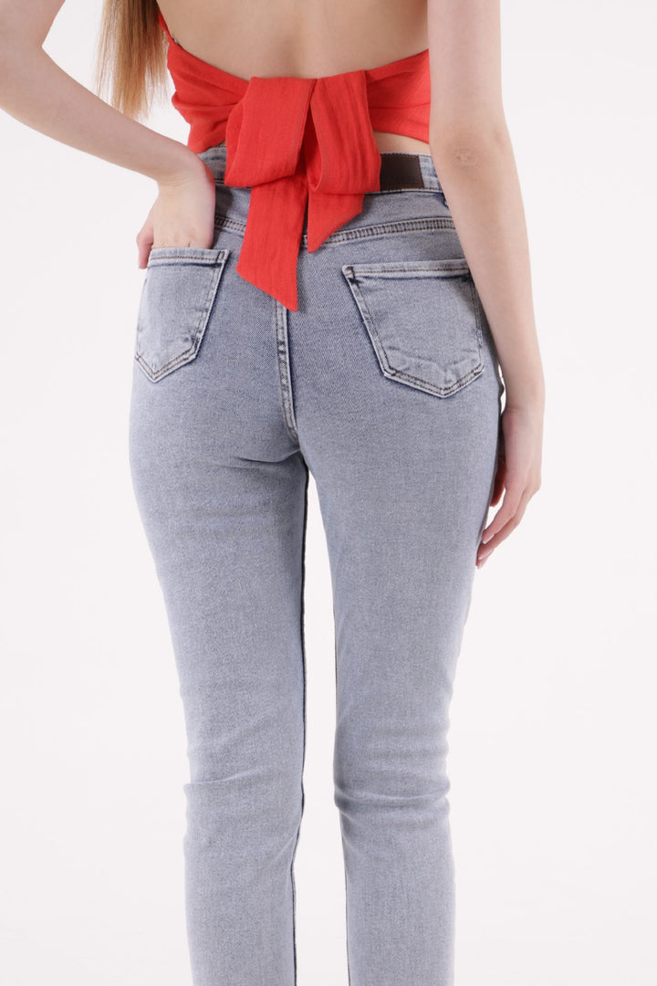 XLJ Fringe Ending High Waisted Mom Fit Jean Mixed - Guiseley