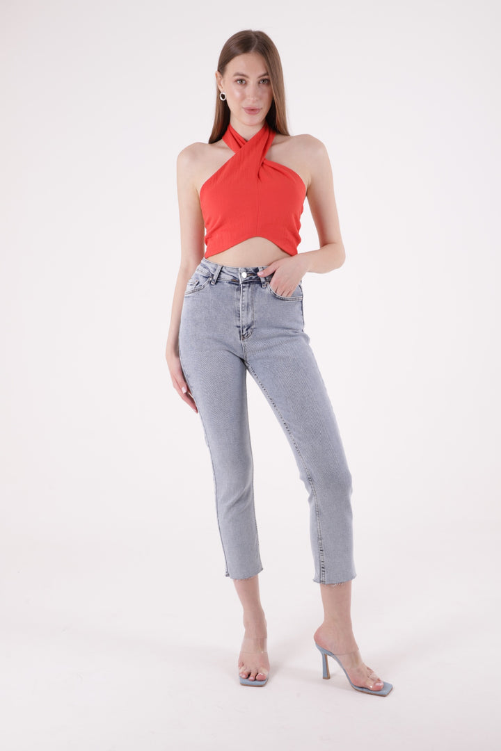 XLJ Fringe Ending High Waisted Mom Fit Jean Mixed - Guiseley