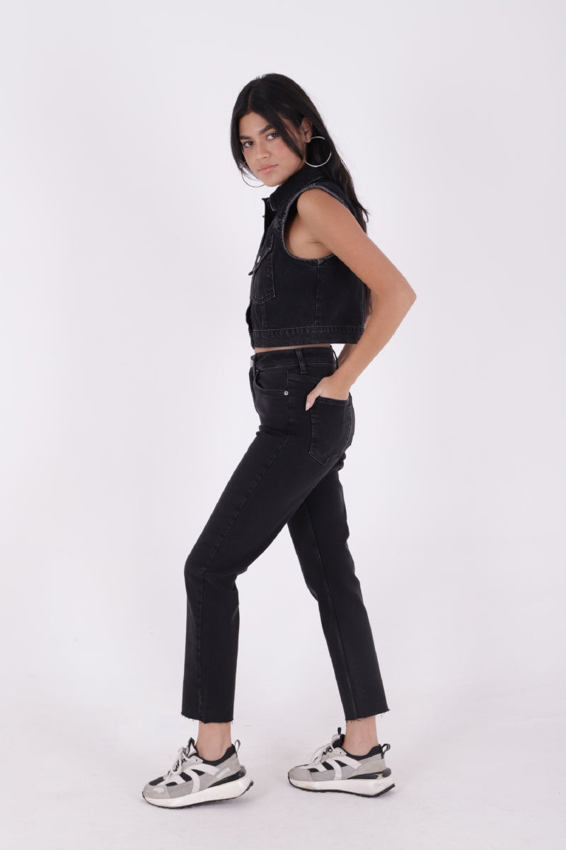XLJ Fringe Ending High Waisted Mom Fit Jean Mixed - Peoria
