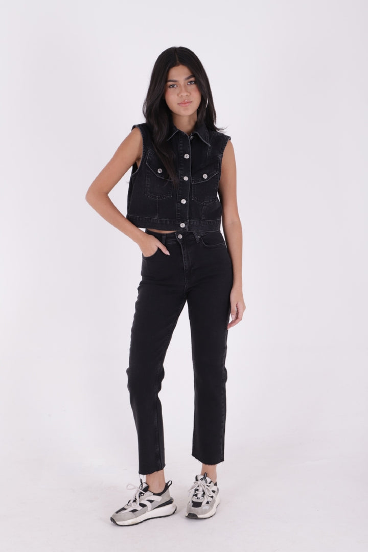 XLJ Fringe Ending High Waisted Mom Fit Jean Mixed - Peoria