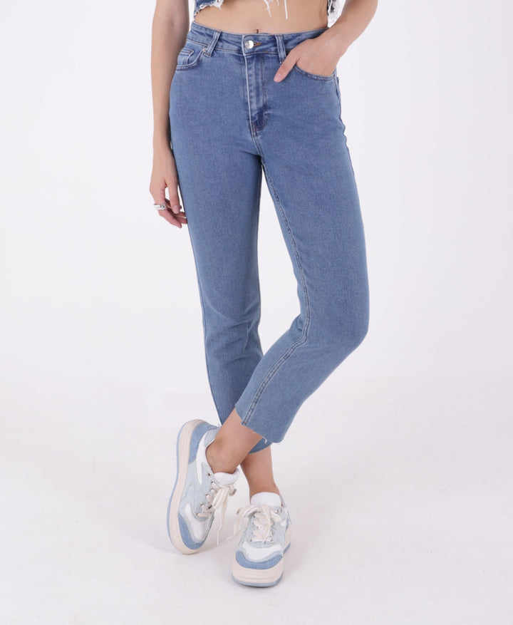 XLJ Fringe Ending High Waisted Mom Fit Jean Mixed - Parla