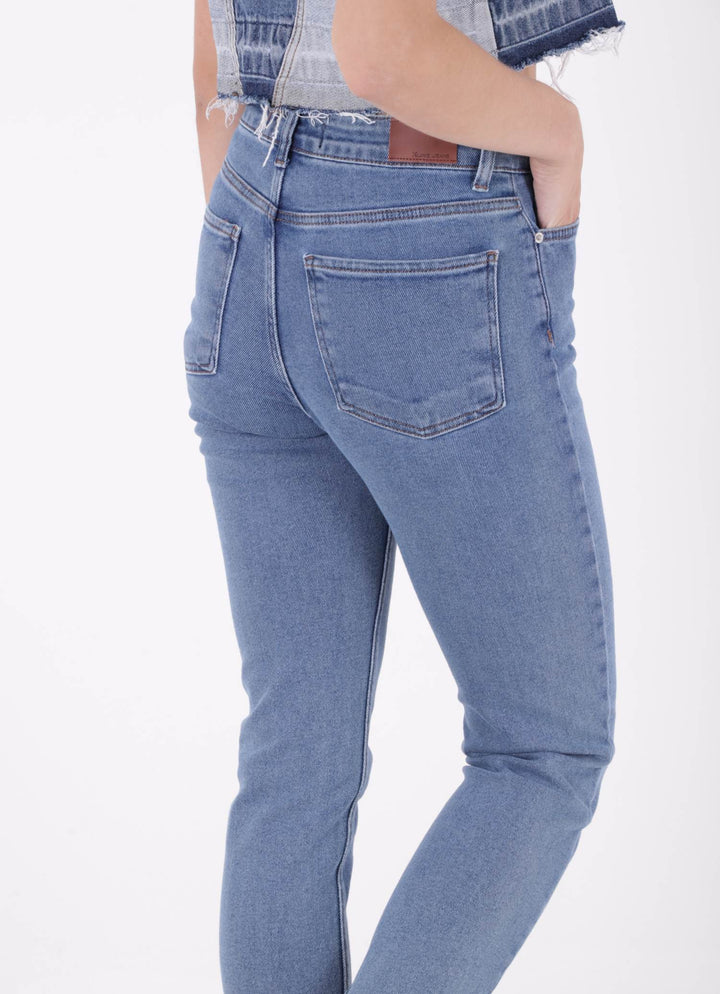 XLJ Fringe Ending High Waisted Mom Fit Jean Mixed - Parla