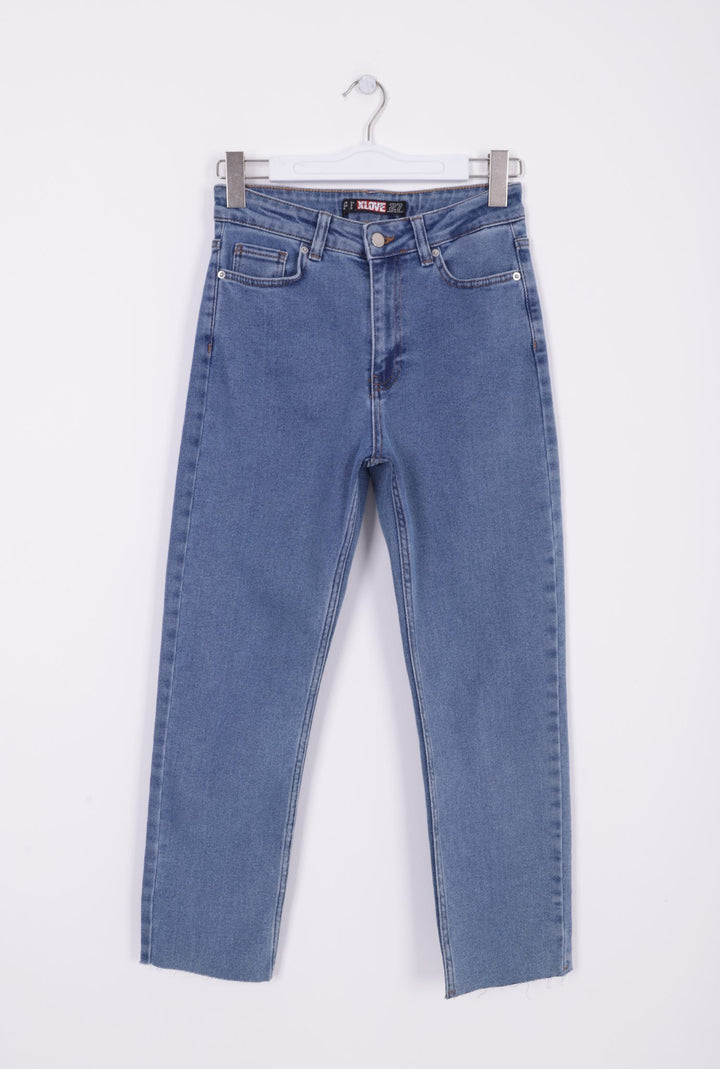 XLJ Fringe Ending High Waisted Mom Fit Jean Mixed - Parla