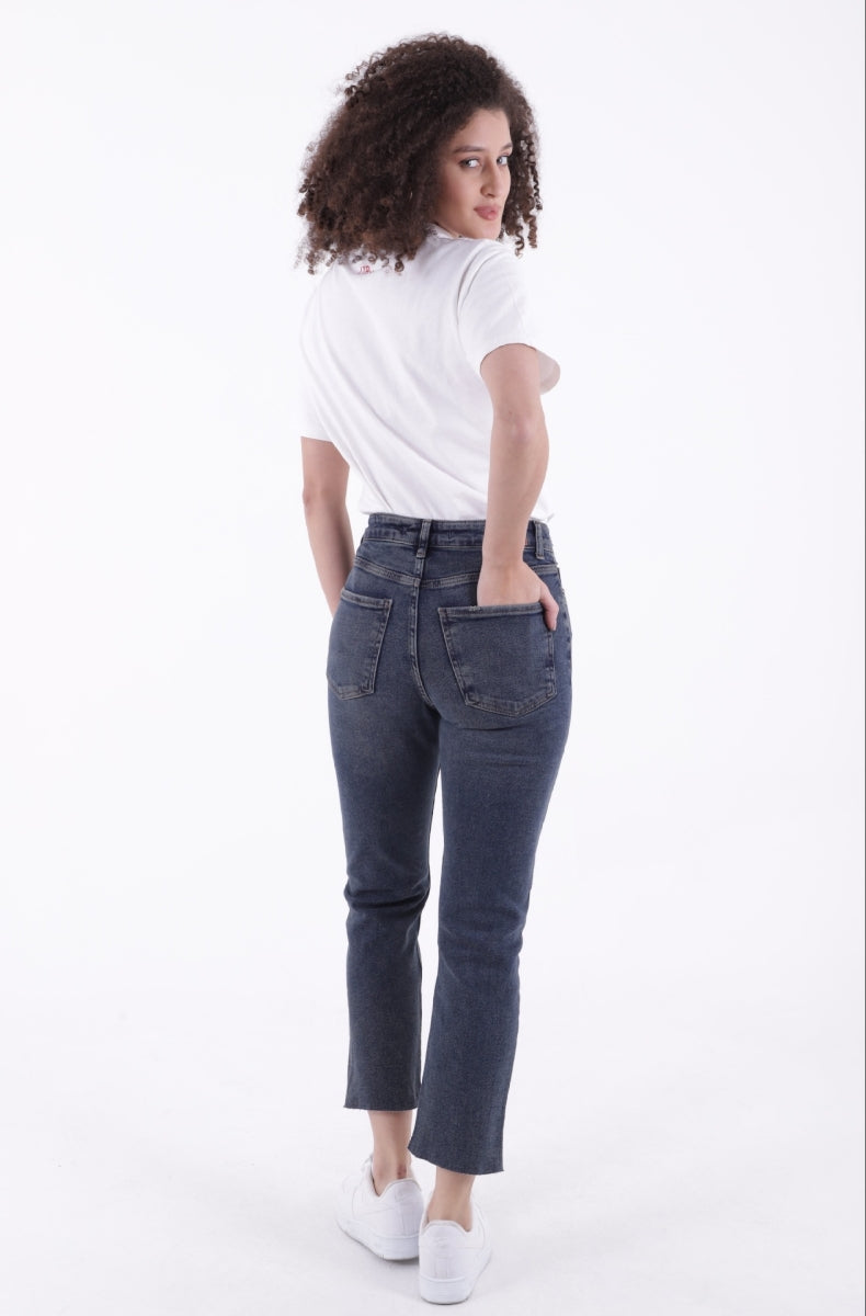 XLJ Fringe Ending High Waisted Mom Fit Jean Mixed - Colton