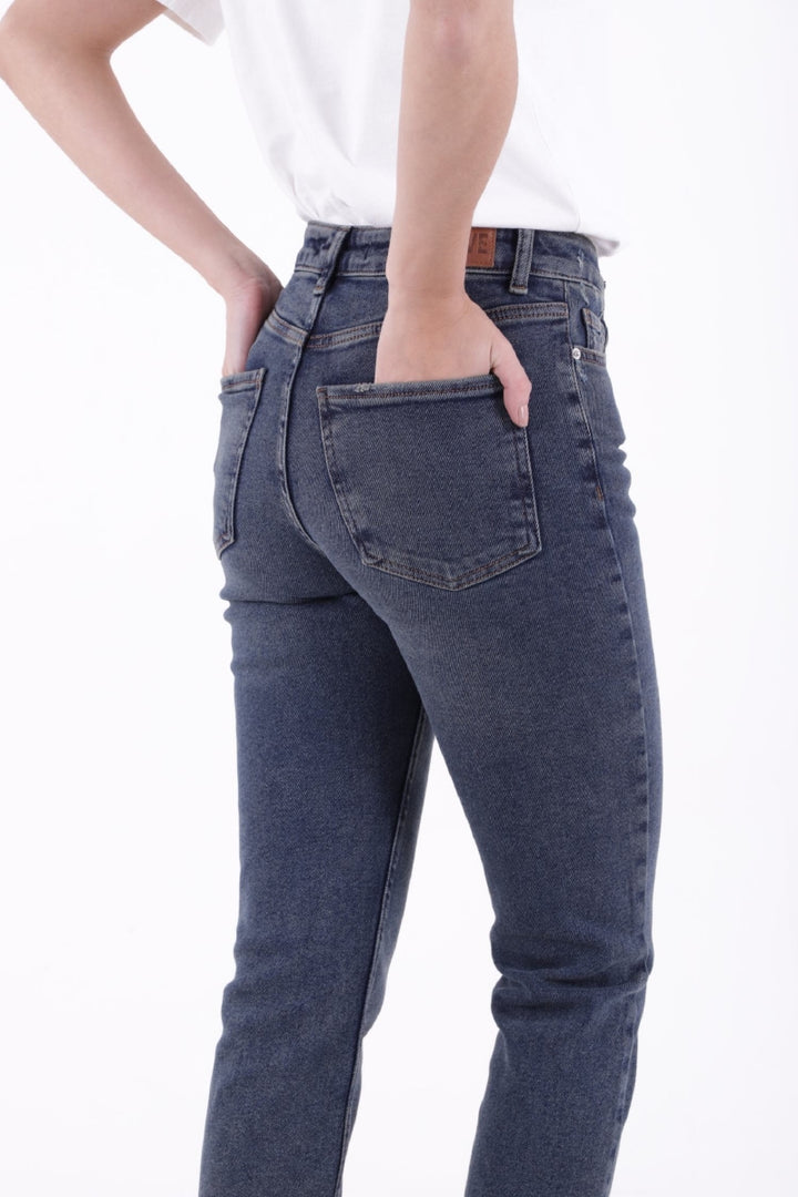 XLJ Fringe Ending High Waisted Mom Fit Jean Mixed - Colton