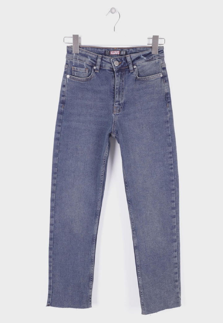 XLJ Fringe Ending High Waisted Mom Fit Jean Mixed - Colton