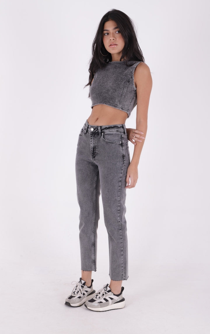 XLJ Fringe Ending High Waisted Mom Fit Jean Mixed - San Mateo