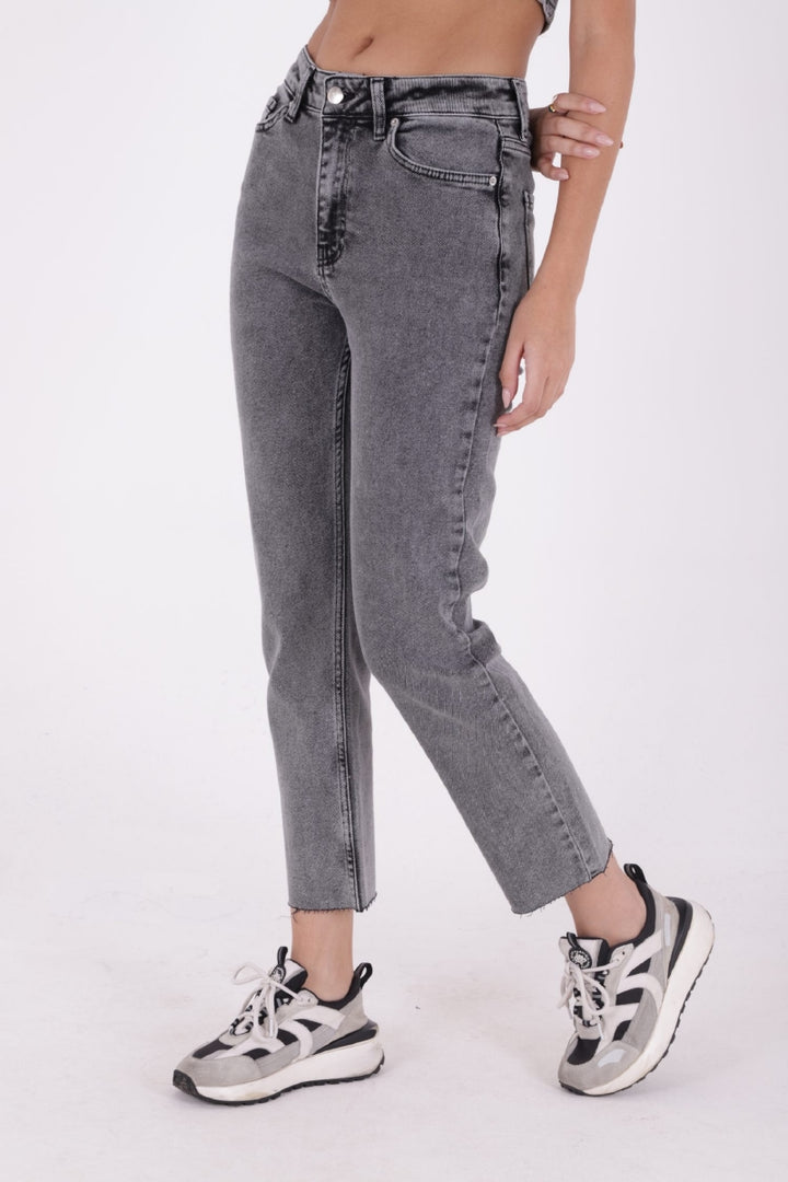 XLJ Fringe Ending High Waisted Mom Fit Jean Mixed - San Mateo