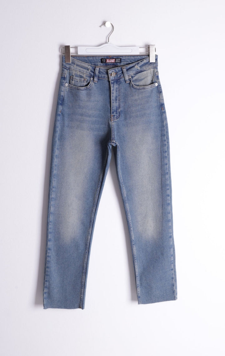 XLJ Fringe Ending High Waisted Mom Fit Jean Mixed - El Plan