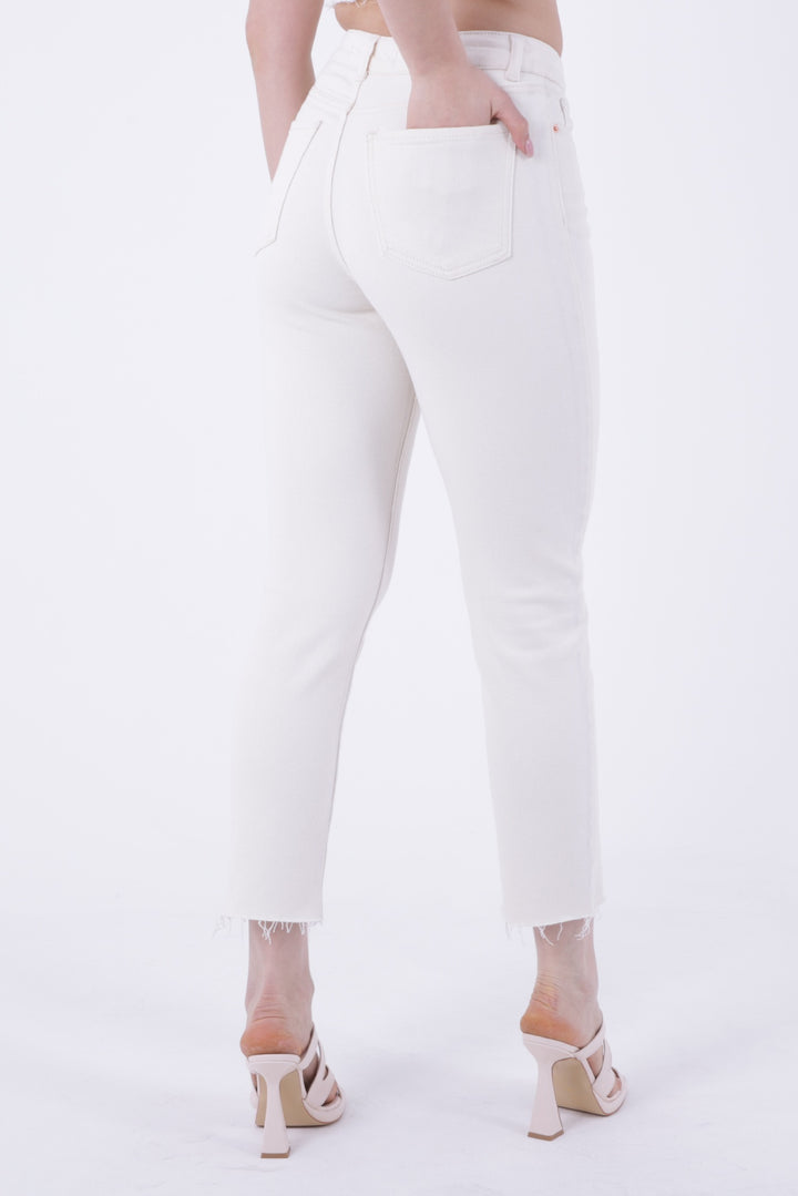 XLJ Fringe Ending High Waisted Mom Fit Jean Mixed - West Lafayette